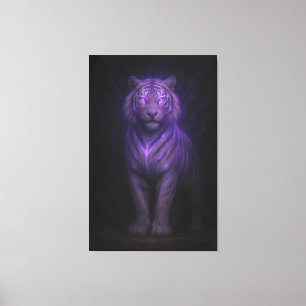 Blue Flame Guardian White Tiger – Standing Divine  Canvas Print