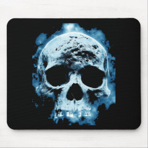 Blue Flame Halloween Death Skull Mouse Pad