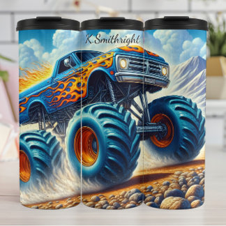 Blue Flame Monster Truck Desert Thermal Tumbler