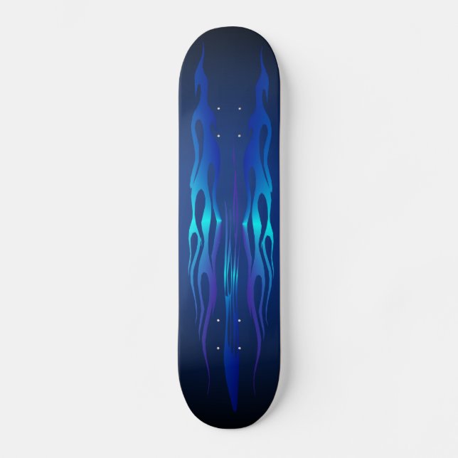 Blue Flame On Blue Skateboard (Front)