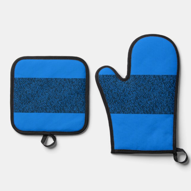 Blue Flame Oven Mitts & Pot Holders Set (Front)