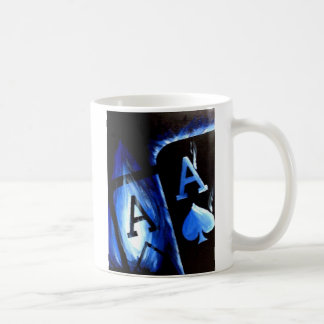 Blue Flame Pocket Aces Las Vegas Poker Art Mug