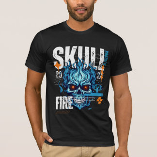 Blue Flame Skull - Edgy Streetwear Tee