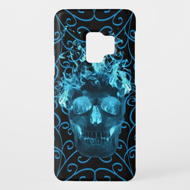 Blue Flame Skull Motorola Droid RAZR Case (Back)