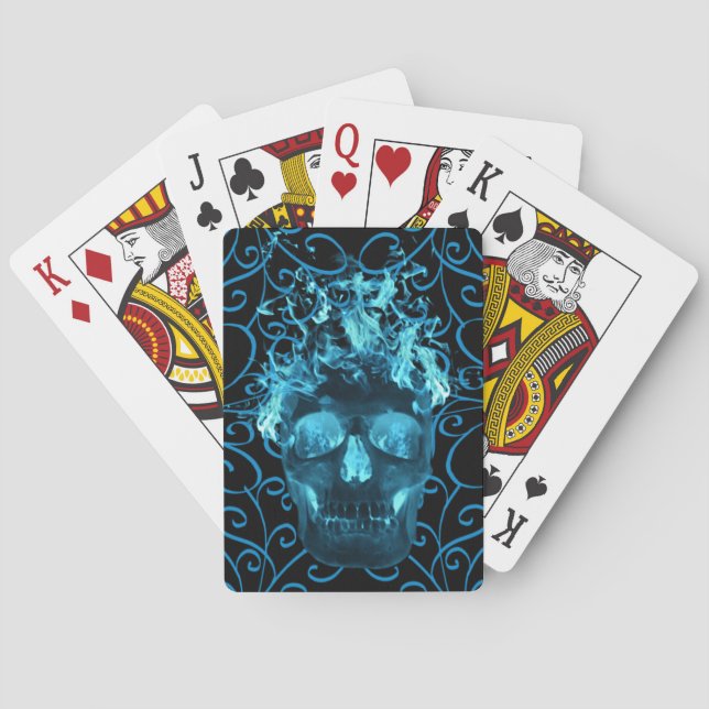 Blue Flame Skull Playing Cards (Back)