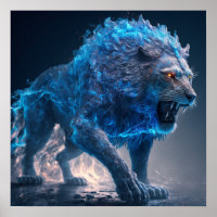 Blue Flames Fire Lion