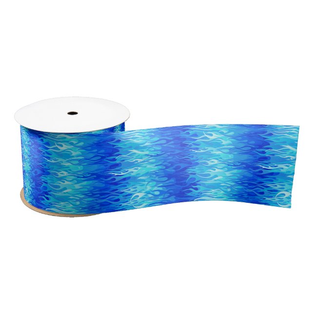 Blue Flames Pattern – Hot Rod Satin Ribbon (Spool)