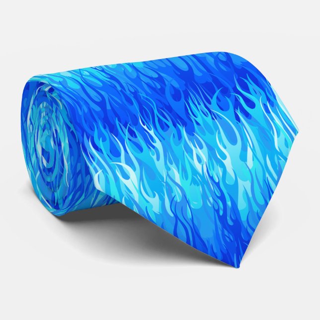 Blue Flames Pattern – Hot Rod Tie (Rolled)