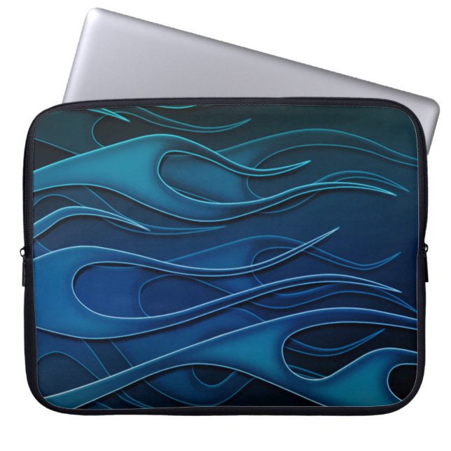 Blue Flames Pattern Laptop Sleeve (Front)