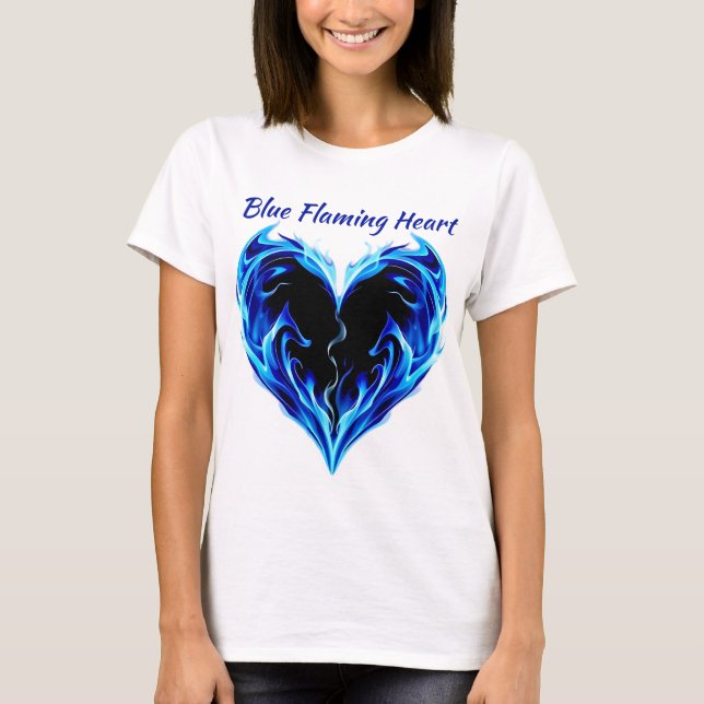 Blue Flaming Heart T-Shirt (Front)
