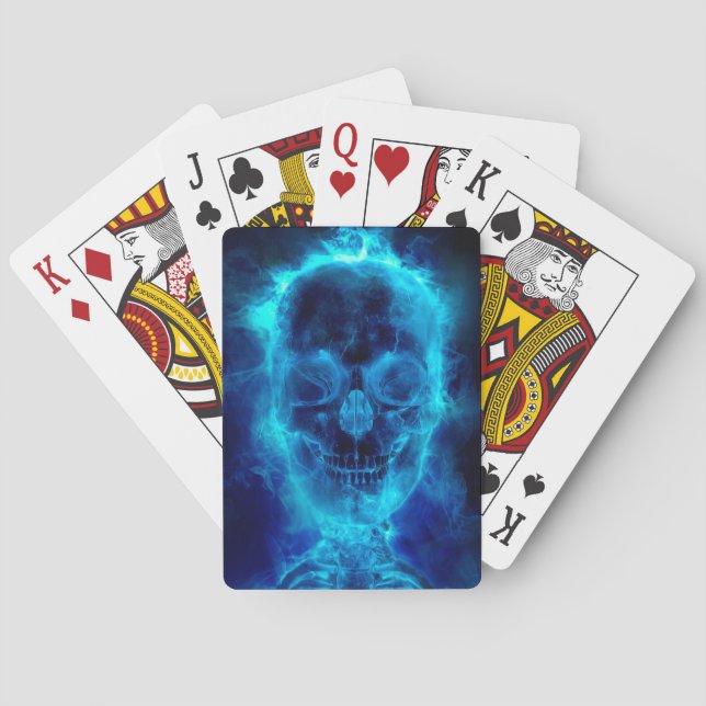 Blue Flaming Skull Playing Cards (Back)