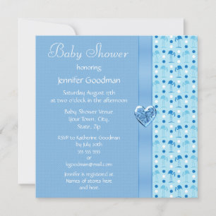 Blue Flamingo Boy Baby Shower Invites