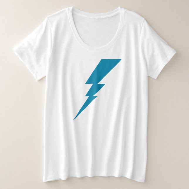 Blue Flash Lightning Bolt Plus Size T-Shirt (Design Front)