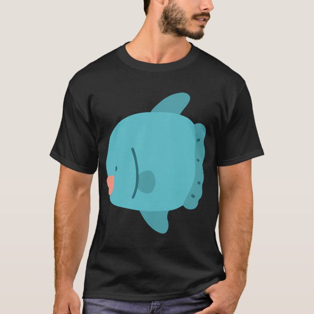 Blue flat coloured Ocean Sunfish T-Shirt (Front)