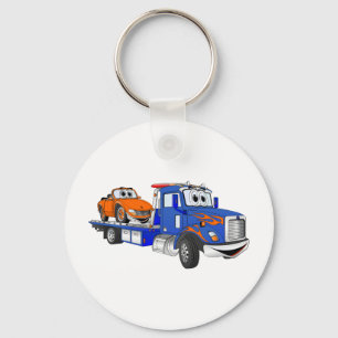 Blue Flatbed Tow Truck Key Ring