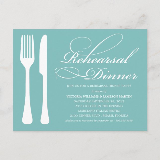 BLUE FLATWARE | REHEARSAL DINNER INVITE (Front)