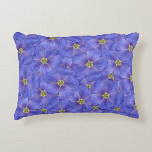 Blue Flax Seamless Pattern Decorative Cushion