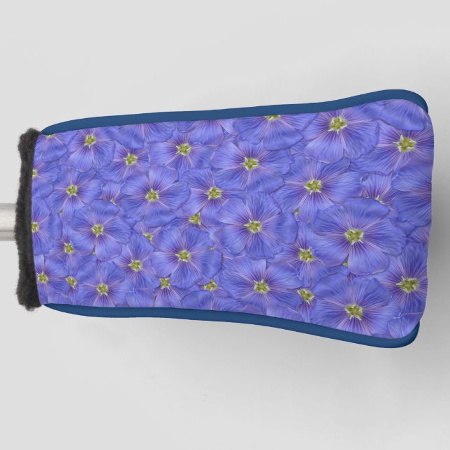 Blue Flax Seamless Pattern Golf Head Cover (Front)