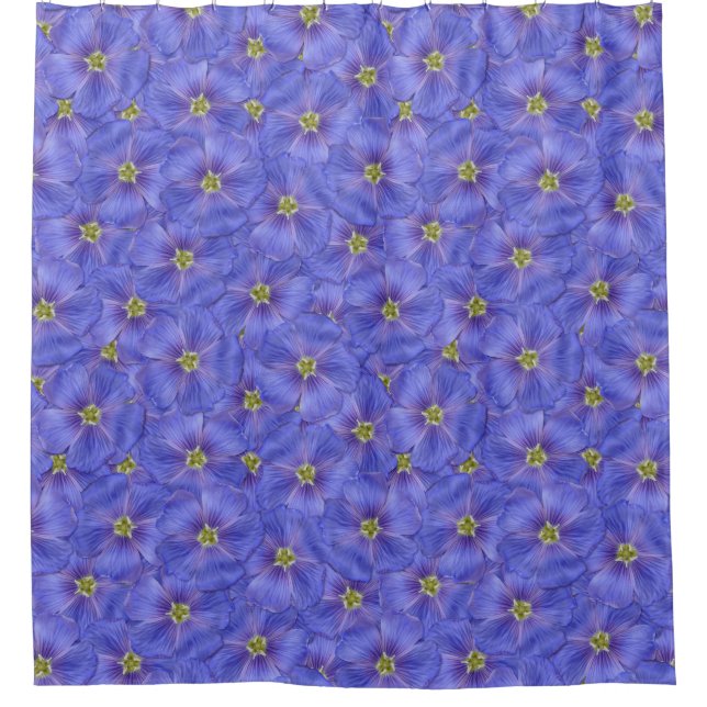 Blue Flax Seamless Pattern Shower Curtain (Front)