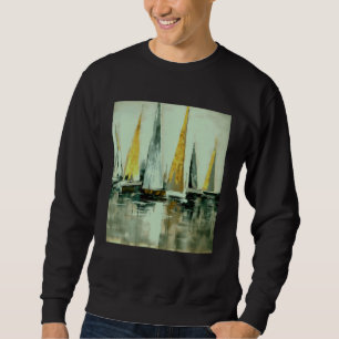 Blue Flaxen Yellow And Greige Sails on Still Water Sweatshirt