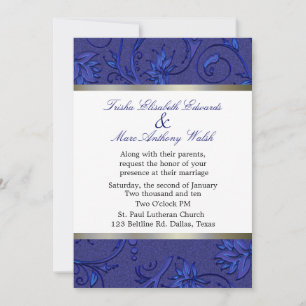 Blue Fleur Damask Wedding Invitation