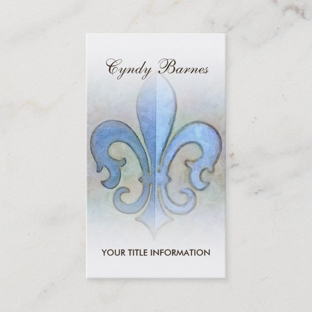 Blue Fleur de Lis Business Card (Front)
