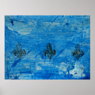 Blue Fleur de Lis Mixed Media Poster