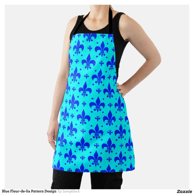 Blue Fleur-de-lis Pattern Design  Apron (Creator Uploaded)