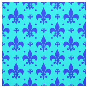 Blue Fleur-de-lis Pattern Design Fabric