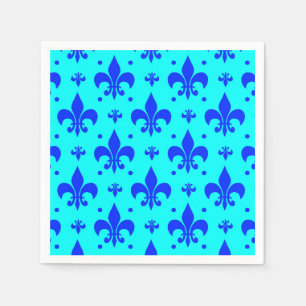 Blue Fleur-de-lis Pattern Design Napkin