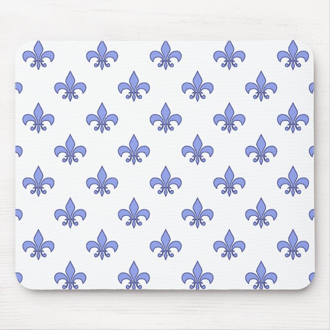 Blue Fleur-de-lis Pattern Mousepad (Front)