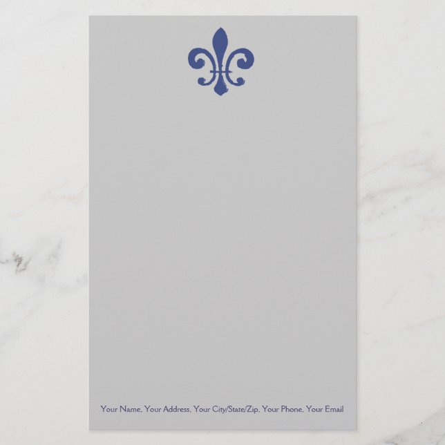 Blue Fleur De Lis Stationery (Front)