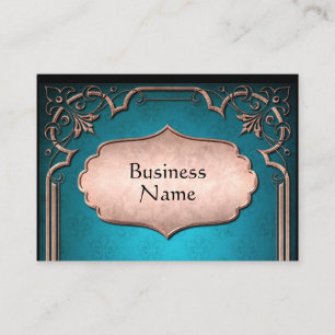 Blue fleur de lis with bronze victorian trim business card