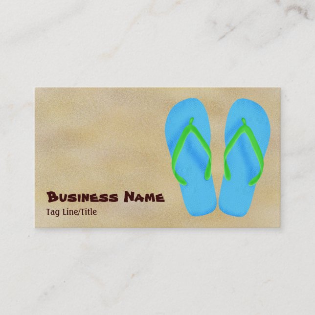 Blue Flip Flop Beach Business Cards (Front)
