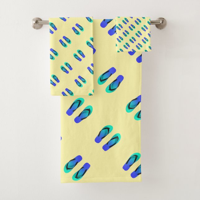Blue Flip Flops Kids  Bath Towel Set (Insitu)