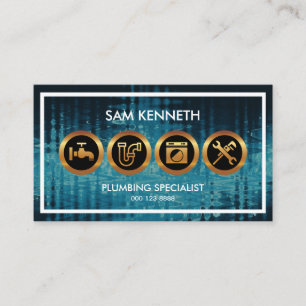 Blue Flood Waters Creative Plumber's Icon Business Card
