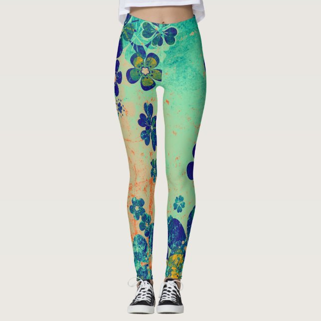 Blue Floral #2 Leggings (Front)
