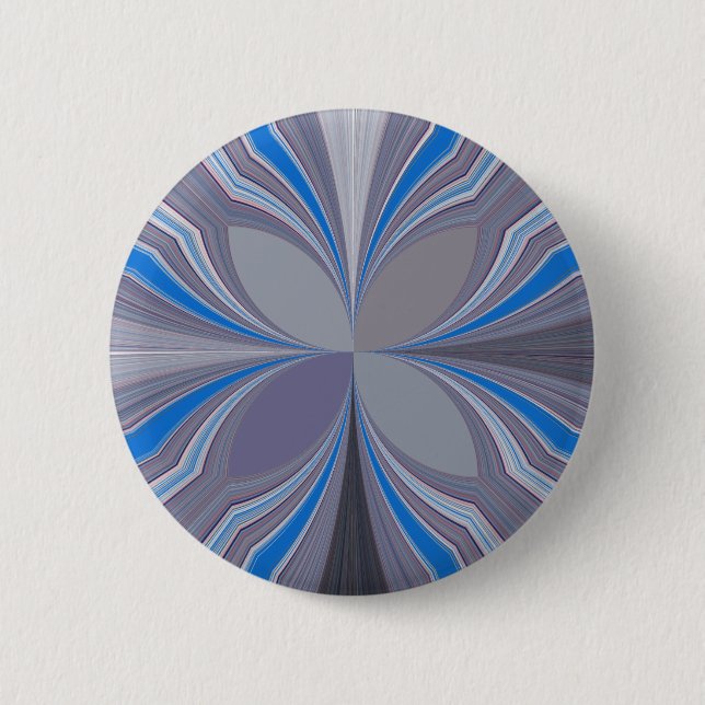 Blue Floral 6 Cm Round Badge (Front)