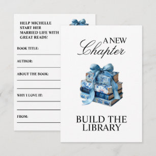Blue Floral A New Chapter Bridal Shower  Enclosure Card