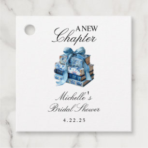 Blue Floral A New Chapter Bridal Shower  Favour Tags