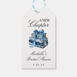 Blue Floral A New Chapter Bridal Shower  Gift Tags