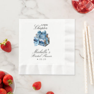 Blue Floral A New Chapter Bridal Shower  Napkin