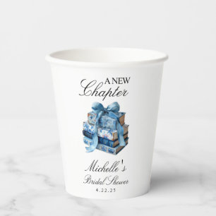 Blue Floral A New Chapter Bridal Shower Paper Cups