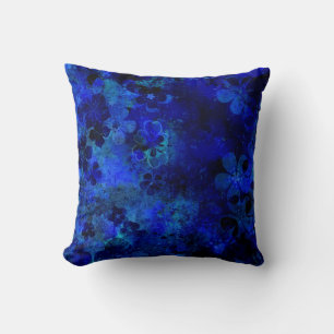 Blue Floral Abstract Painting Cushion