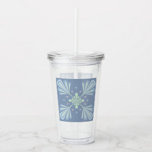 Blue Floral Abstract Pattern Acrylic Tumbler