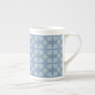 Blue Floral Abstract Pattern Bone China Mug