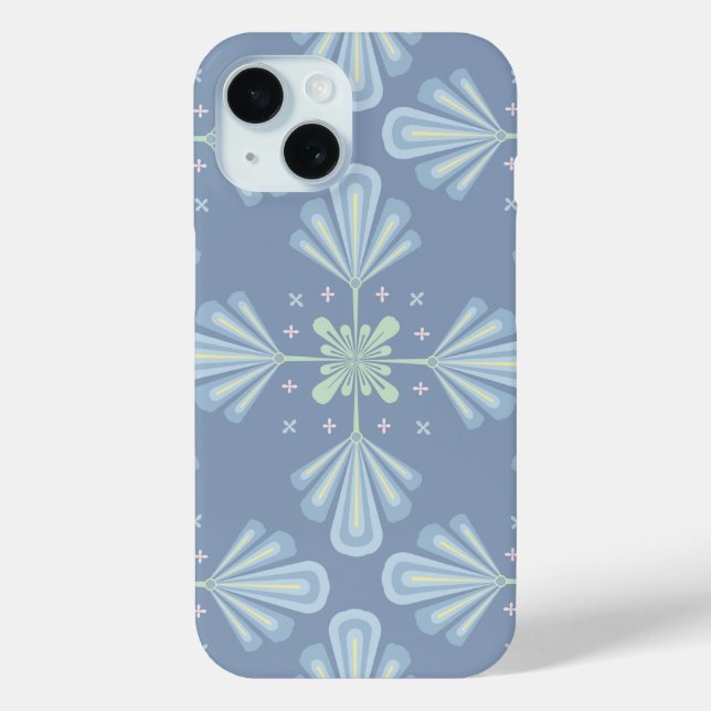 Blue Floral Abstract Pattern Case-Mate iPhone Case (Back)