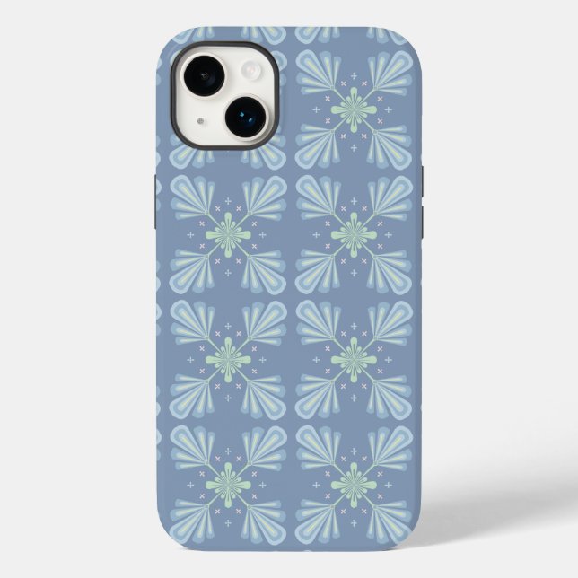 Blue Floral Abstract Pattern Case-Mate iPhone Case (Back)