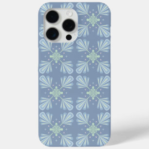 Blue Floral Abstract Pattern iPhone 15 Pro Max Case
