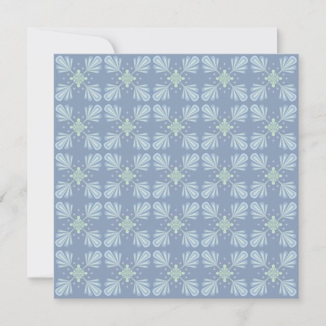 Blue Floral Abstract Pattern Holiday Card (Front)